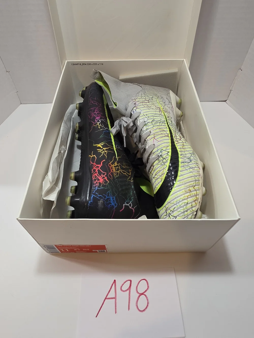 Nike Vapor Edge Pro OBJ Mens Soccer Cleats - Black & White with Neon Accents